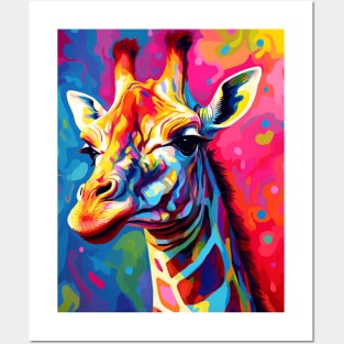 colorful giraffe Posters and Art